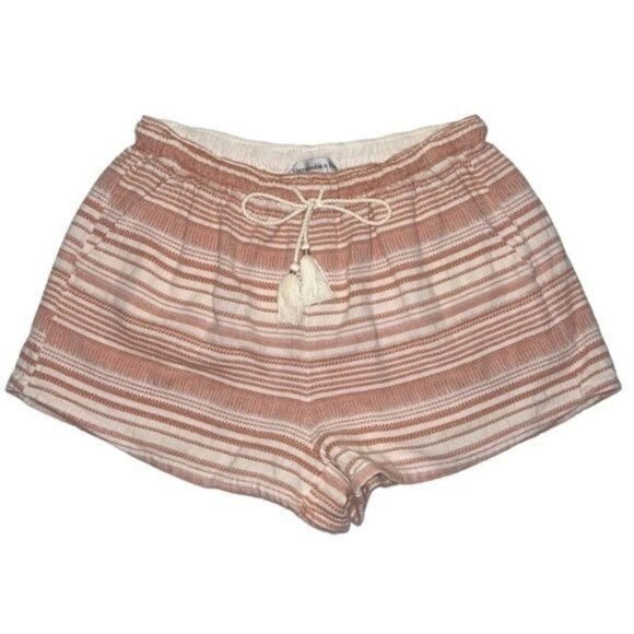 Abercrombie & Fitch Peach & Cream Striped Cotton Shorts Womens Size Medium - Picture 1 of 9